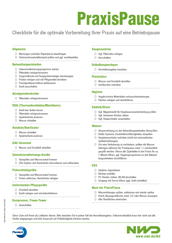 NWD - Checkliste PraxisPause l al dente